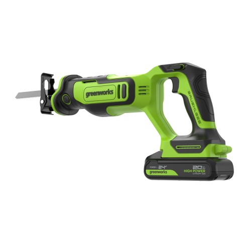 Пила сабельная аккумуляторная Greenworks GPT-BLRS-1 24V  (1хАКБ 2Ач и ЗУ)