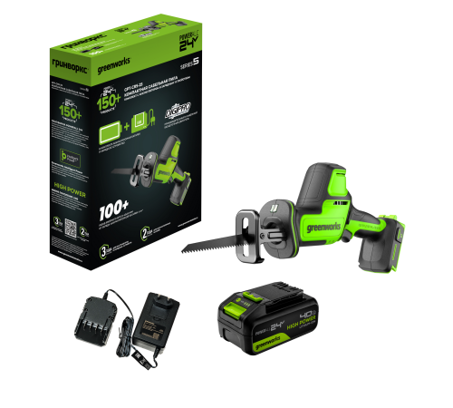 Пила сабельная аккумуляторная Greenworks GPT-CRS-25 24V (1хАКБ 4Ач и ЗУ)