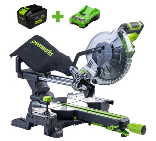 Торцовочная пила Greenworks GD24MS216 24V (1хАКБ 2Ач и ЗУ)
