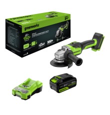 Угловая шлифовальная машина аккумуляторная  Greenworks 24V GD24AG (1хАКБ 5Ач и ЗУ)