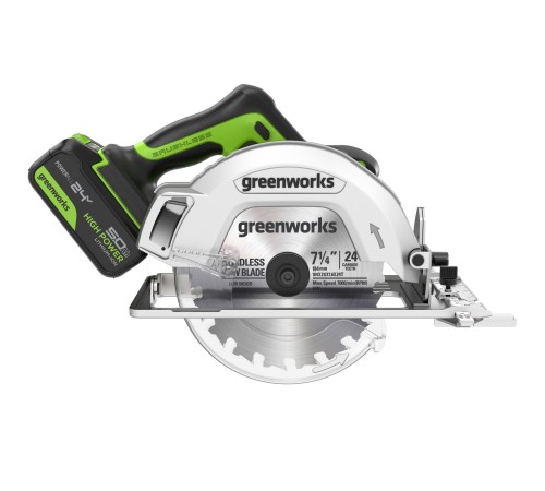 Циркулярная пила аккумуляторная  Greenworks 24V GD24CS (1хАКБ 5Ач и ЗУ)