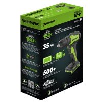 Дрель-шуруповерт аккумуляторная Greenworks 24V GD24DD35 (1хАКБ 2Ач и ЗУ)
