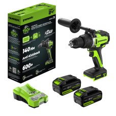 Дрель-шуруповерт ударная аккумуляторная Greenworks 24V GD24DD140 (2хАКБ 4Ач и ЗУ)