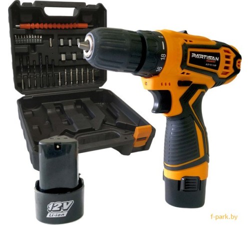 Дрель-шуруповерт аккумуляторная PARTISAN AD-12.14B + набор (2хАКБ и ЗУ)