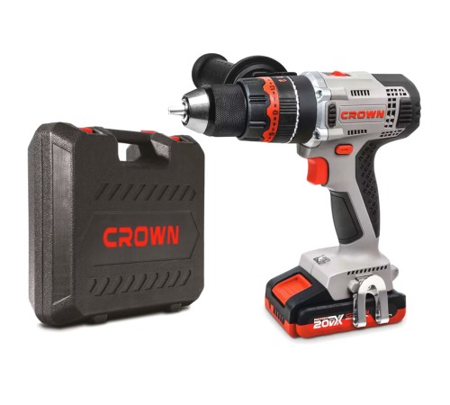 Дрель-шуруповерт аккумуляторная ударная  Crown CT21075HMX-2 BMC (2хАКБ и ЗУ)