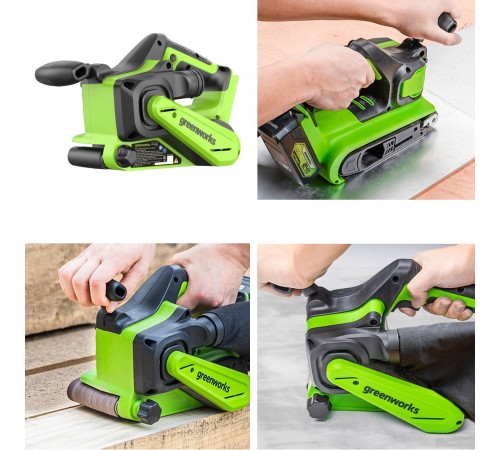 Ленточная шлифовальная машина аккумуляторная Greenworks 24V G24BS (1хАКБ 2Ач и ЗУ)