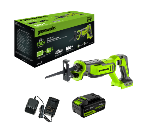 Пила сабельная аккумуляторная  Greenworks 24V PT-BLRS-1 (1хАКБ 4Ач и ЗУ)