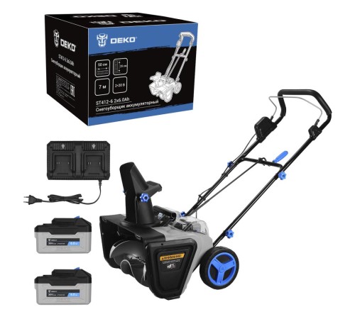 Снегоуборщик аккумуляторный  Deko ST412-6 (2хАКБ и ЗУ)