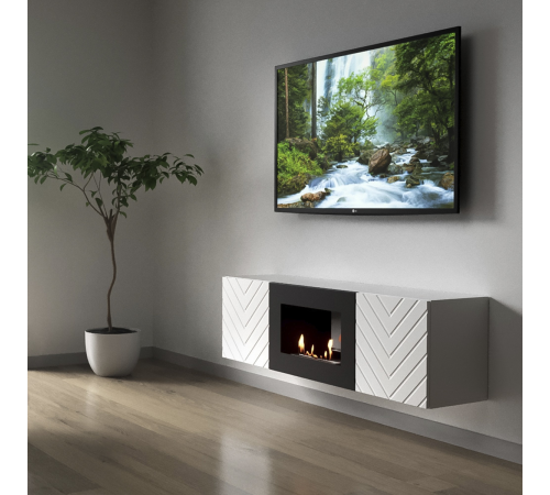 Тумба с биокамином Firelight BFP/P-1400V белая