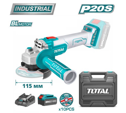 Угловая шлифмашина Total TAGLI2011587 (АКБ и ЗУ)