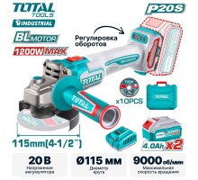 Угловая шлифмашина Total TAGLI271532 (2хАКБ и ЗУ)