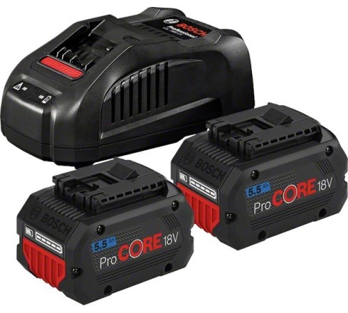Набор из двух аккумуляторов и зарядного устройства Bosch StarterSet  ProCORE 18 В 2х5.5 Ah + GAL 1880CV