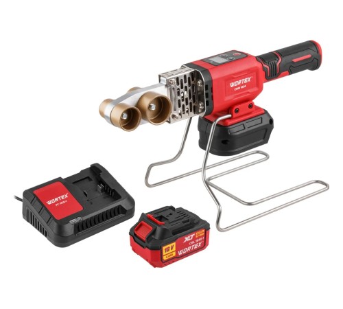 Аккумуляторный сварочный аппарат для полимерных труб  Wortex CWM 1834 ALL1 XLT SET (АКБ и ЗУ)