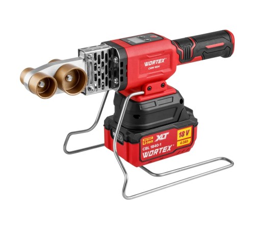 Аккумуляторный сварочный аппарат для полимерных труб  Wortex CWM 1834 ALL1 XLT SET (АКБ и ЗУ)
