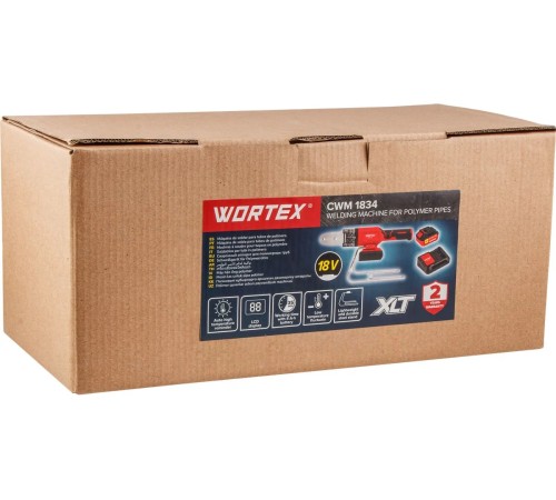 Аккумуляторный сварочный аппарат для полимерных труб  Wortex CWM 1834 ALL1 XLT SET (АКБ и ЗУ)