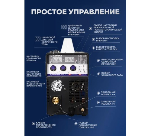 Сварочный полуавтомат  Аврора Динамика 205 Синергетик Пульс