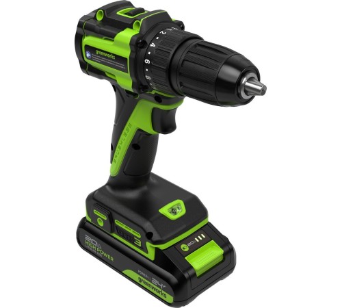 Дрель-шуруповерт аккумуляторная Greenworks 24V DD345 (АКБ 2Ач и ЗУ)