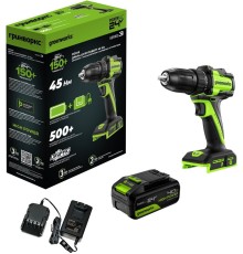 Дрель-шуруповерт аккумуляторная Greenworks 24V DD345 (АКБ 4Ач и ЗУ)