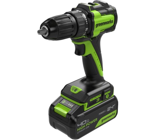 Дрель-шуруповерт аккумуляторная Greenworks 24V DD345 (АКБ 4Ач и ЗУ)
