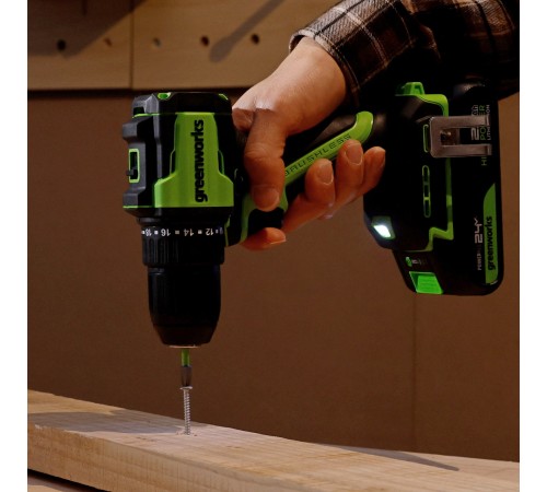 Дрель-шуруповерт аккумуляторная Greenworks 24V DD345 (АКБ 4Ач и ЗУ)