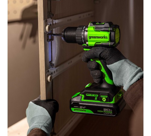 Дрель-шуруповерт аккумуляторная  Greenworks 24V DD560 (АКБ 2Ач и ЗУ)