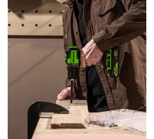 Дрель-шуруповерт аккумуляторная Greenworks 24V DD560 (2хАКБ 2Ач и ЗУ)