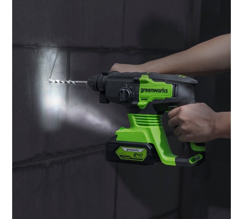 Перфоратор аккумуляторный Greenworks 24V GD24SDS2 (АКБ 2Ач и ЗУ)