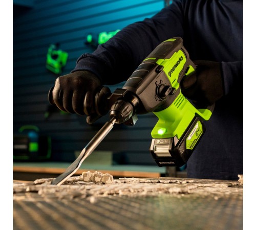 Перфоратор аккумуляторный Greenworks 24V GD24SDS2 (АКБ 2Ач и ЗУ)