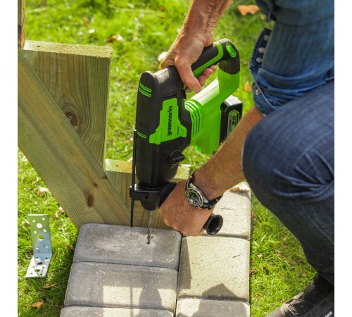 Перфоратор аккумуляторный Greenworks 24V GD24SDS2 (АКБ 2Ач и ЗУ)