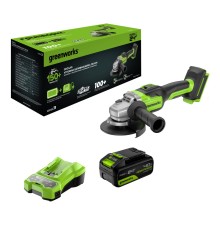 Угловая шлифовальная машина аккумуляторная Greenworks 24V GD24AG (АКБ 4Ач и ЗУ)