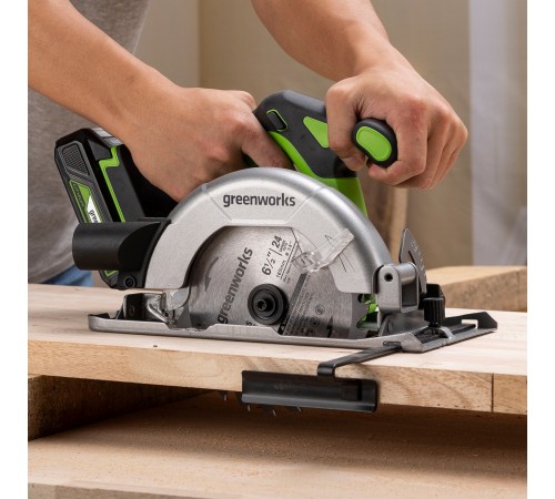 Циркулярная пила аккумуляторная  Greenworks 24V GD24CS165 (АКБ 5Ач и ЗУ)