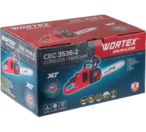 Пила аккумуляторная Wortex CEC 3536-2 (2хАКБ и ЗУ)