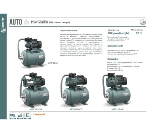 Насосная станция GRANDFAR AUTOJSWm100