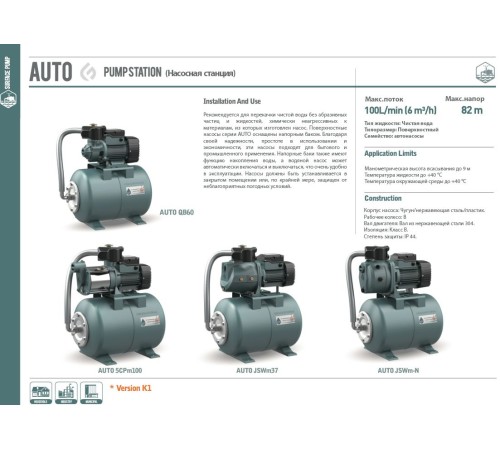 Насосная станция GRANDFAR AUTOJSWm75