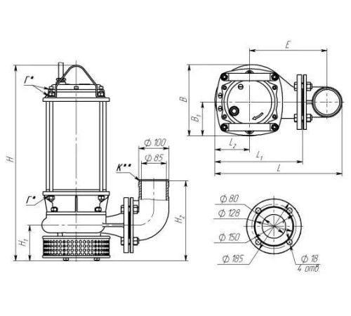 Дренажный насос ENERAL ГНОМ 100-25 380В б/попл б/руб.ох.