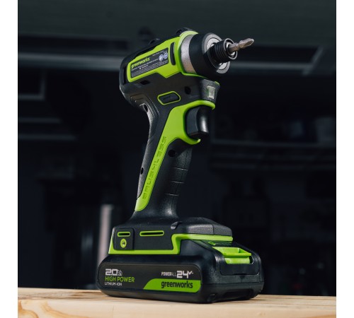 Винтоверт ударный аккумуляторный Greenworks 24V ID3170 (1хАКБ 2Ач и ЗУ)