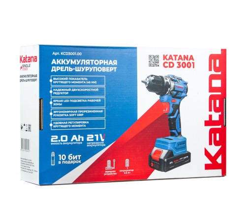 Дрель-шуруповерт аккумуляторная KATANA CD3001 (АКБ и ЗУ)