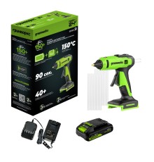 Пистолет клеевой аккумуляторный Greenworks 24V G24GLG (1хАКБ 2Ач и ЗУ)