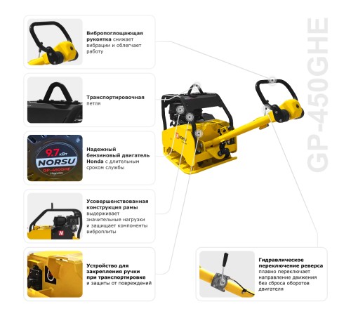 Виброплита реверсивная NORSU GP-450GHE