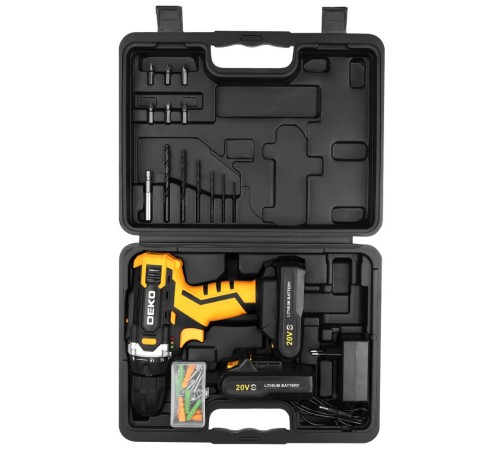 Дрель-шуруповерт аккумуляторная  Deko Banger 20V ONE + SET 63 (2хАКБ 1,5АЧ и ЗУ)