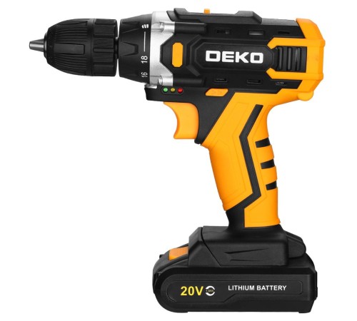 Дрель-шуруповерт аккумуляторная Deko Banger 20V ONE + (2хАКБ 1,5Ач и ЗУ)