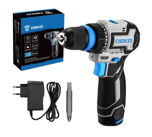 Дрель-шуруповерт аккумуляторная  Deko Loner 12V PRO (АКБ 3Ач и ЗУ)