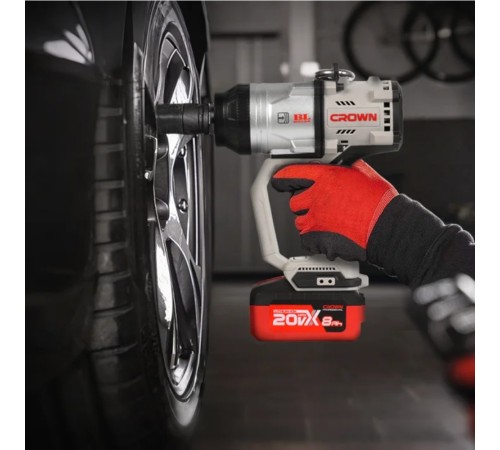 Гайковерт ударный аккумуляторный Crown CT22060-1HX-8SC4 BMC (АКБ и ЗУ)