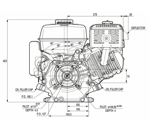 Двигатель бензиновый  Lifan 177F (вал 25 мм, 90x90) 9 л.с.